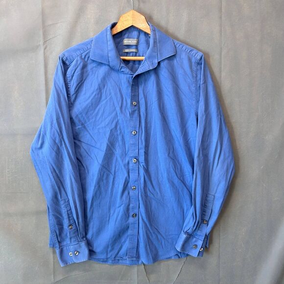 Michael Kors Men’s Blue Size 16 34/35 L Slim Fit Stretch Dress Shirt Long Sleeve - Picture 1 of 7